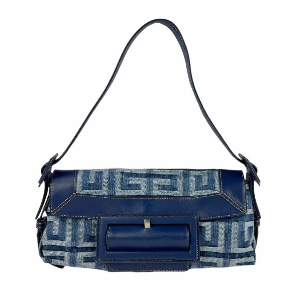 Givenchy shoulder bag blue monogram denim leather